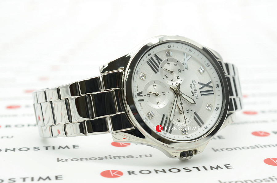 Часы Casio Sheen SHE-3806D-7A — автокварц (кинетик), сталь металл