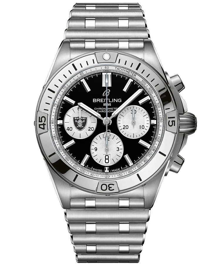 Часы Breitling Chronomat B01 42 NFL Las Vegas Raiders Edition AB01342B1B1A1 — мужские, черный