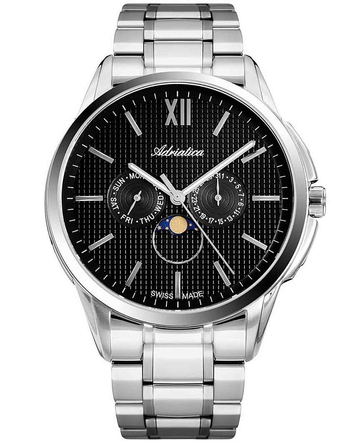 Часы Adriatica Moonphase A8283.5166QF — мужские, черный