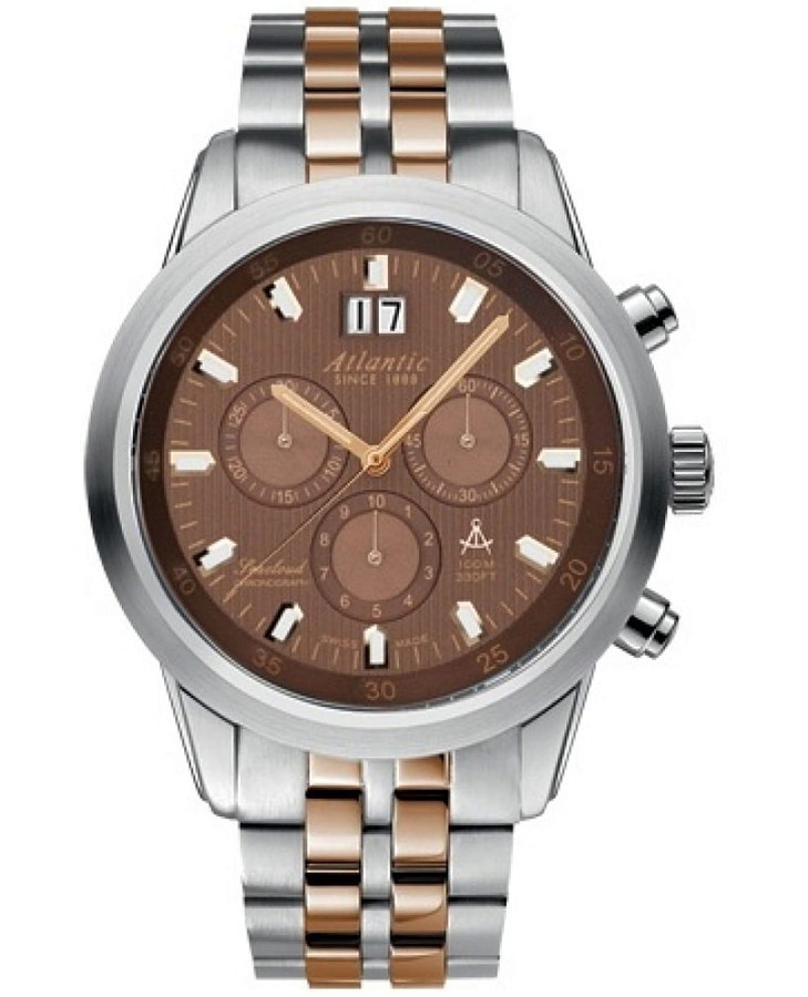Часы Atlantic Seacloud Chronograph 73465.43.81R — мужские, коричневый