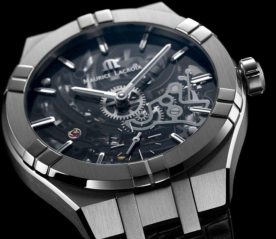 Часы Maurice Lacroix Aikon Automatic Skeleton AI6028-SS002-030-2 — механические, металл сталь