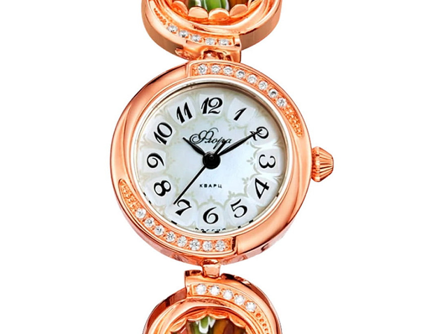 Часы УЧЗ Flora 1138B8B1-48 — кварцевые, латунь