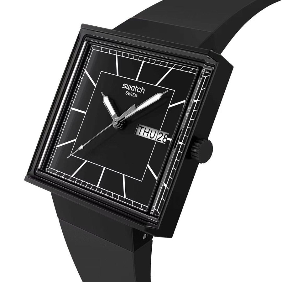 Часы Swatch Square Bioceramic Standard SO34B701 — женские, биоматериал