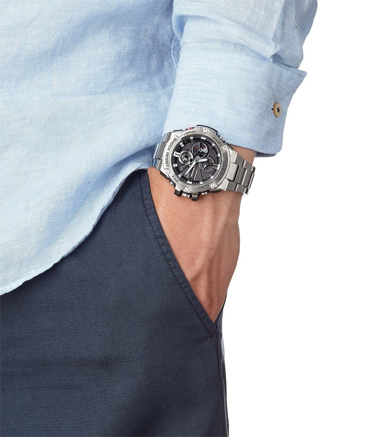 Часы Casio G-Shock GST-B100D-1ADR (GST-B100D-1A) — электронные, сталь металл пластик