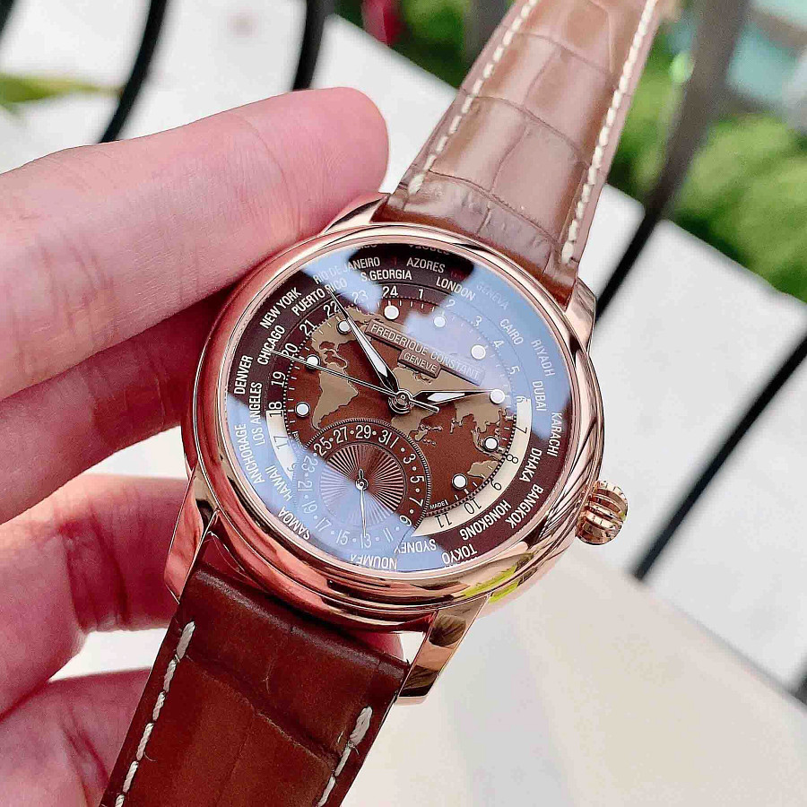 Часы Frederique Constant Worldtimer Manufacture FC-718BRWM4H4 — коричневый, сталь металл