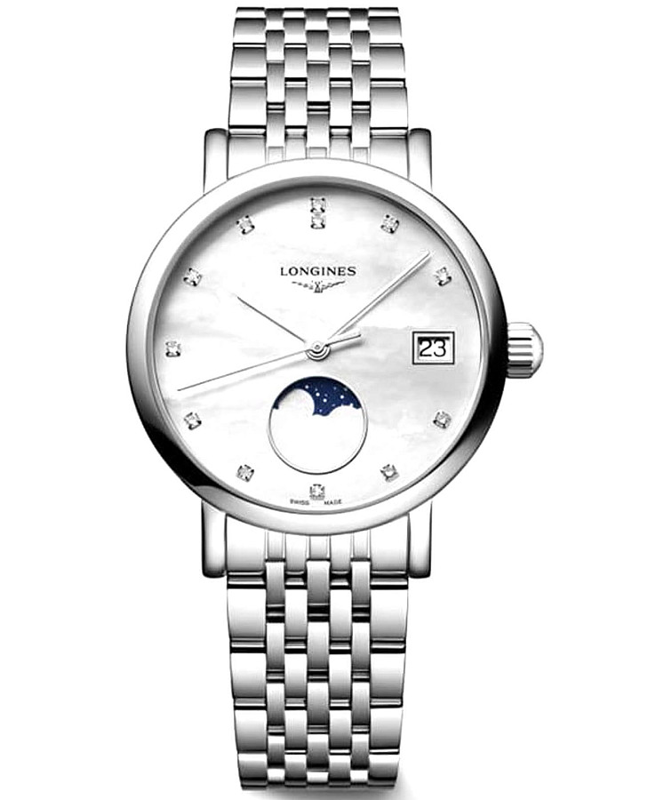Часы Longines Elegant Collection Moonphase L4.330.4.87.6 — женские, белый
