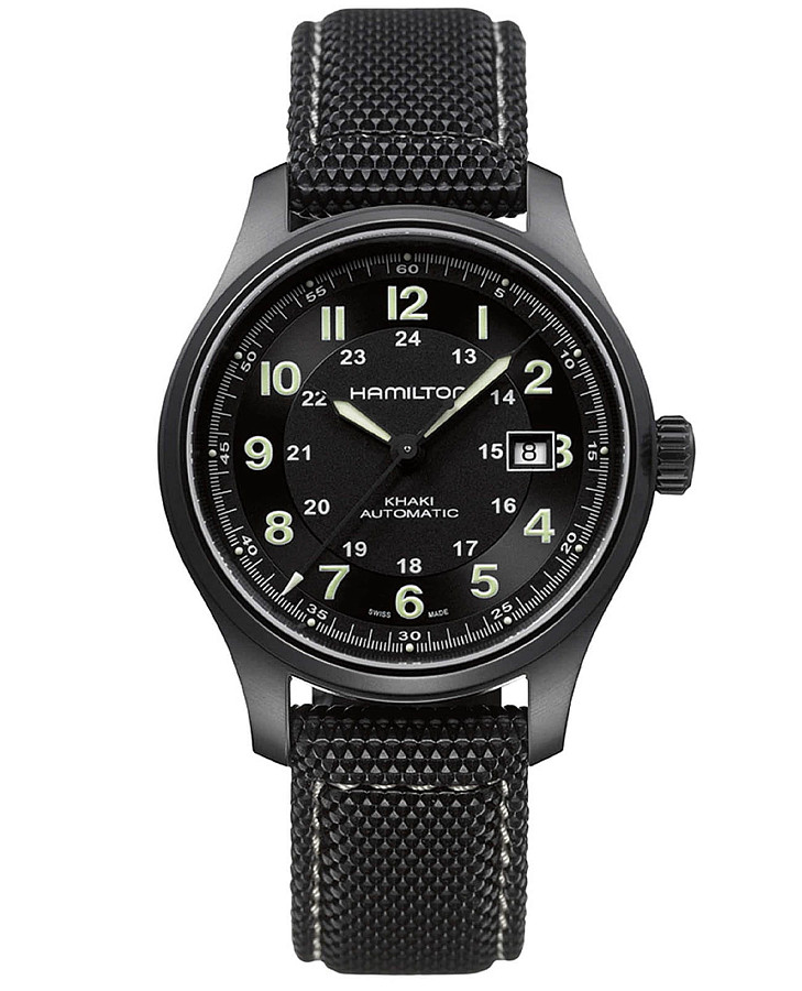 Часы Hamilton Khaki Field Titanium Auto H70575733 — мужские, черный