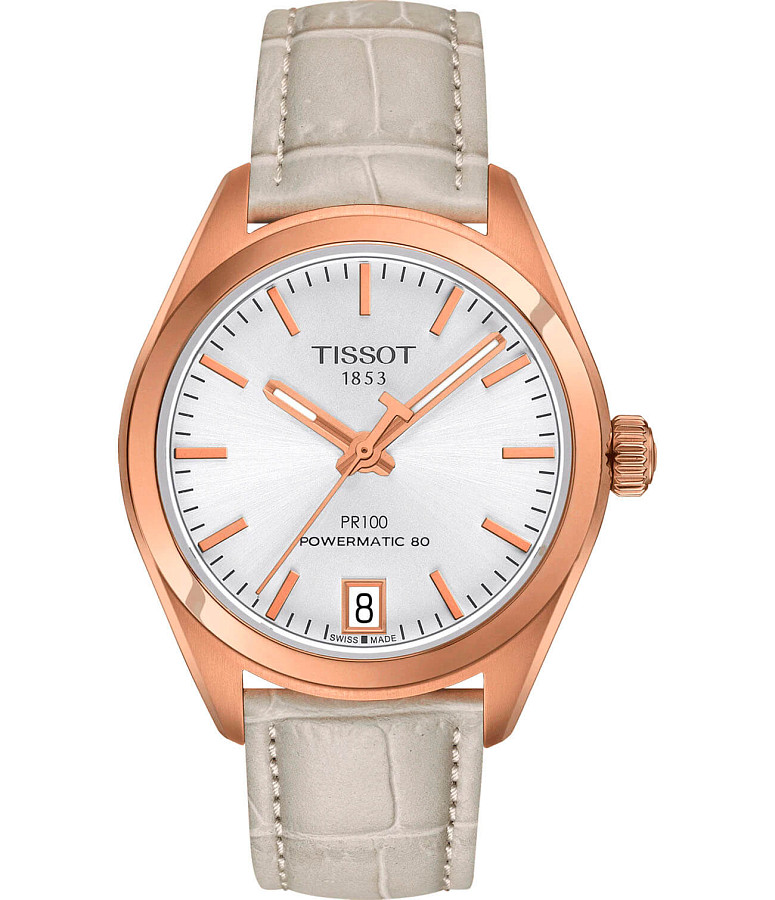 Часы Tissot PR 100 Powermatic 80 Lady T101.207.36.031.00 — женские, белый