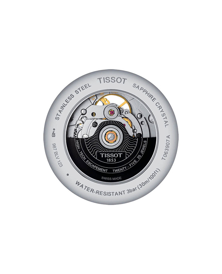 Часы Tissot Tradition Powermatic 80 Open Heart T063.907.11.058.00 — сталь металл, Швейцария