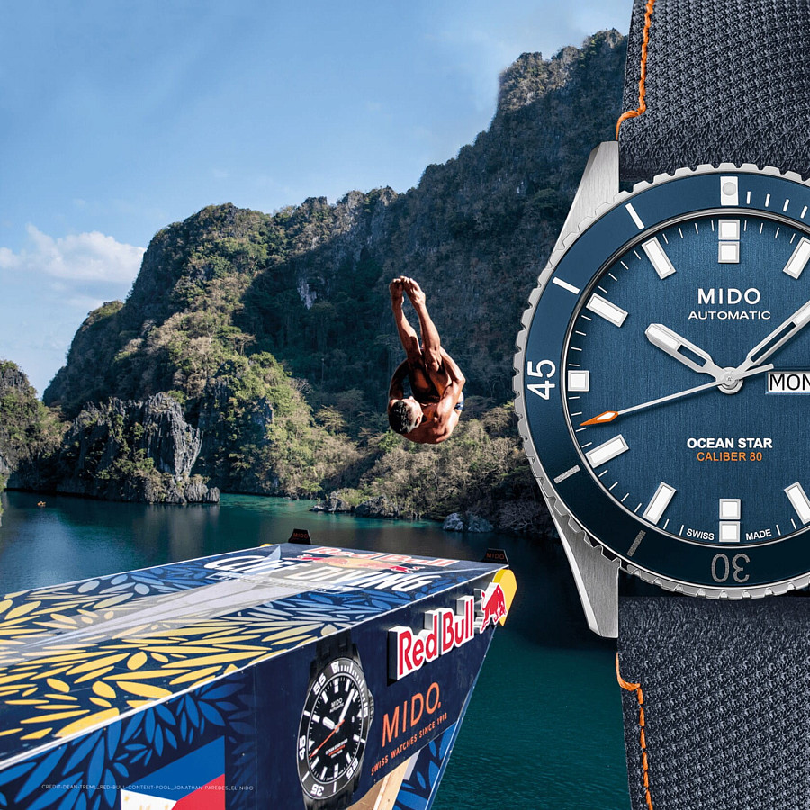 Часы Mido Ocean Star Red Bull Cliff Diving M026.430.17.041.00 — синий, металл сталь