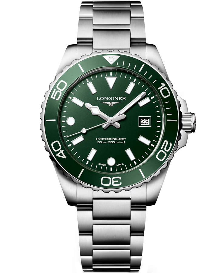 Часы Longines HydroConquest L3.769.4.06.6 — мужские, зеленый