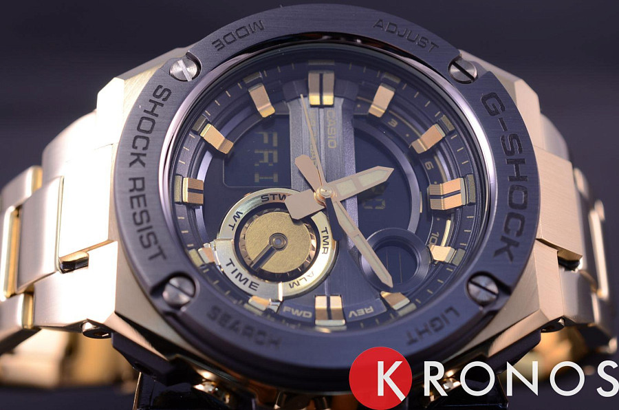 Часы Casio G-Shock GST-210GD-1A — 18-каратное желтое золото, мужские