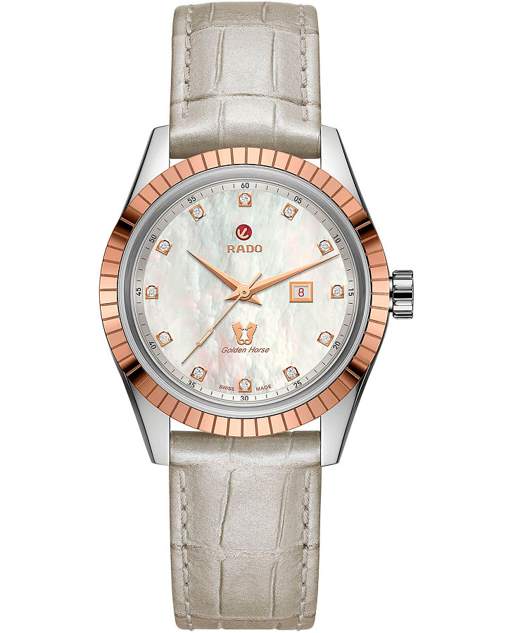 Часы Rado Golden Horse Automatic Diamonds R33102905 — женские, перламутровый