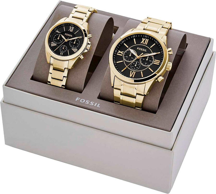 Часы Fossil Gift Set BQ2400SET — кварцевые, металл сталь