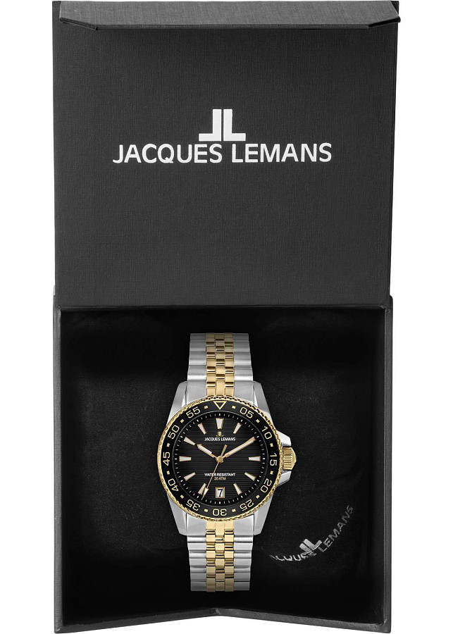 Часы Jacques Lemans Liverpool Diver 1-2205N — нержавеющая сталь с pvd-покрытием, мужские