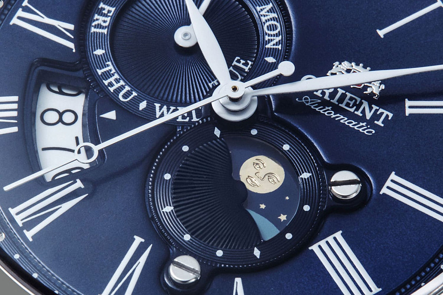 Часы Orient Sun & Moon RA-AK0011D (RN-AK0011D) — металл сталь, кожаный