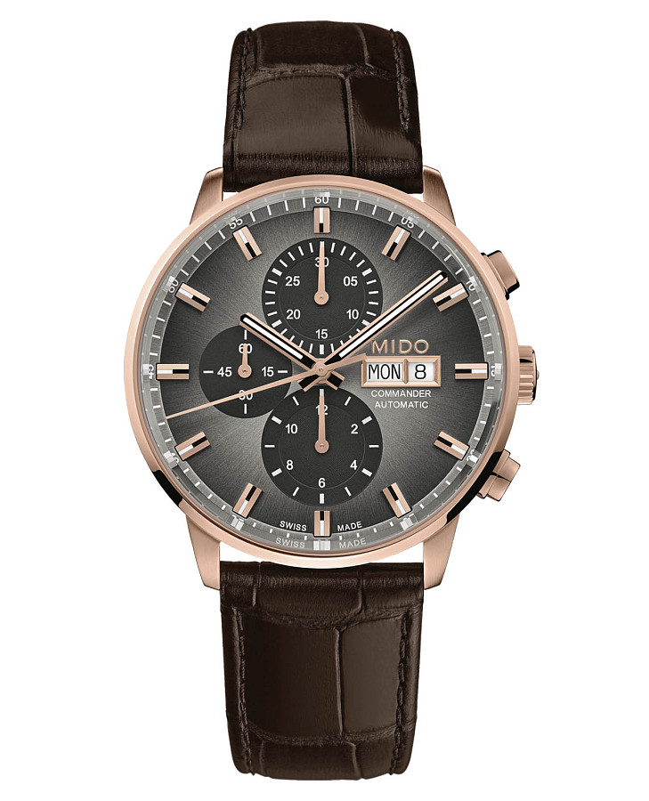 Часы Mido Commander Chronograph M016.414.36.081.00 — мужские, антрацитовый