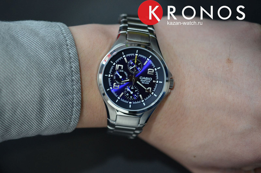 Часы Casio Edifice EF-316D-2A — мужские, нержавеющая сталь
