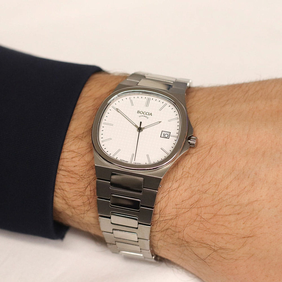 Часы Boccia Titanium Square 3657-01 — кварцевые, титан