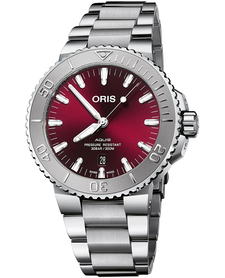 Часы Oris Aquis Date Relief 01 733 7730 4158-07 8 24 05PEB — мужские, красный