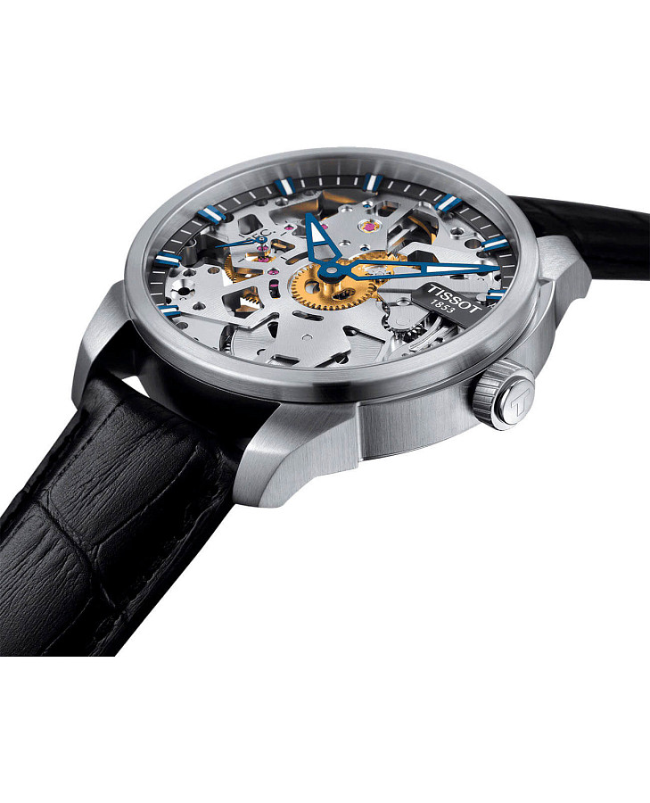 Часы Tissot T-Complication Squelette Mechanical T070.405.16.411.00 — кожаный, мужские
