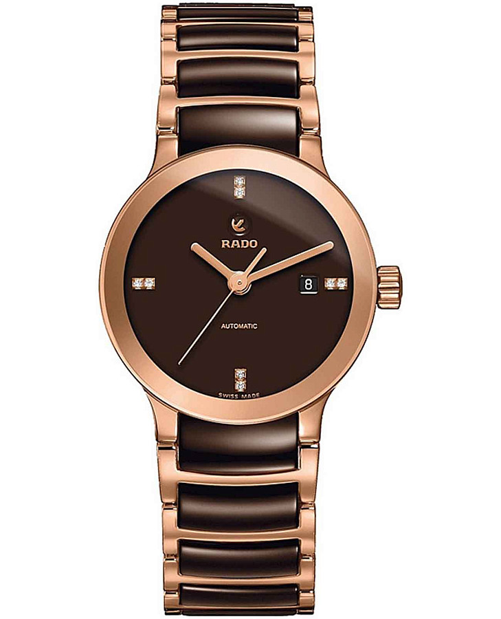 Часы Rado Centrix Automatic Diamonds R30183772 — женские, коричневый