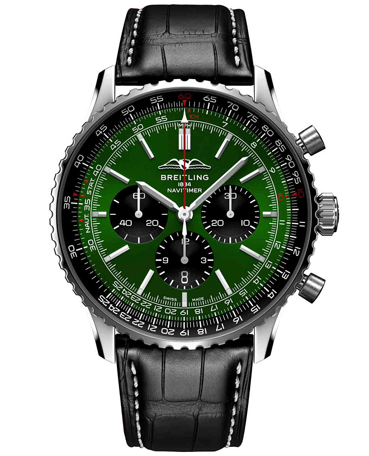 Часы Breitling Navitimer B01 Chronograph 46 AB0137241L1P1 — мужские, зеленый