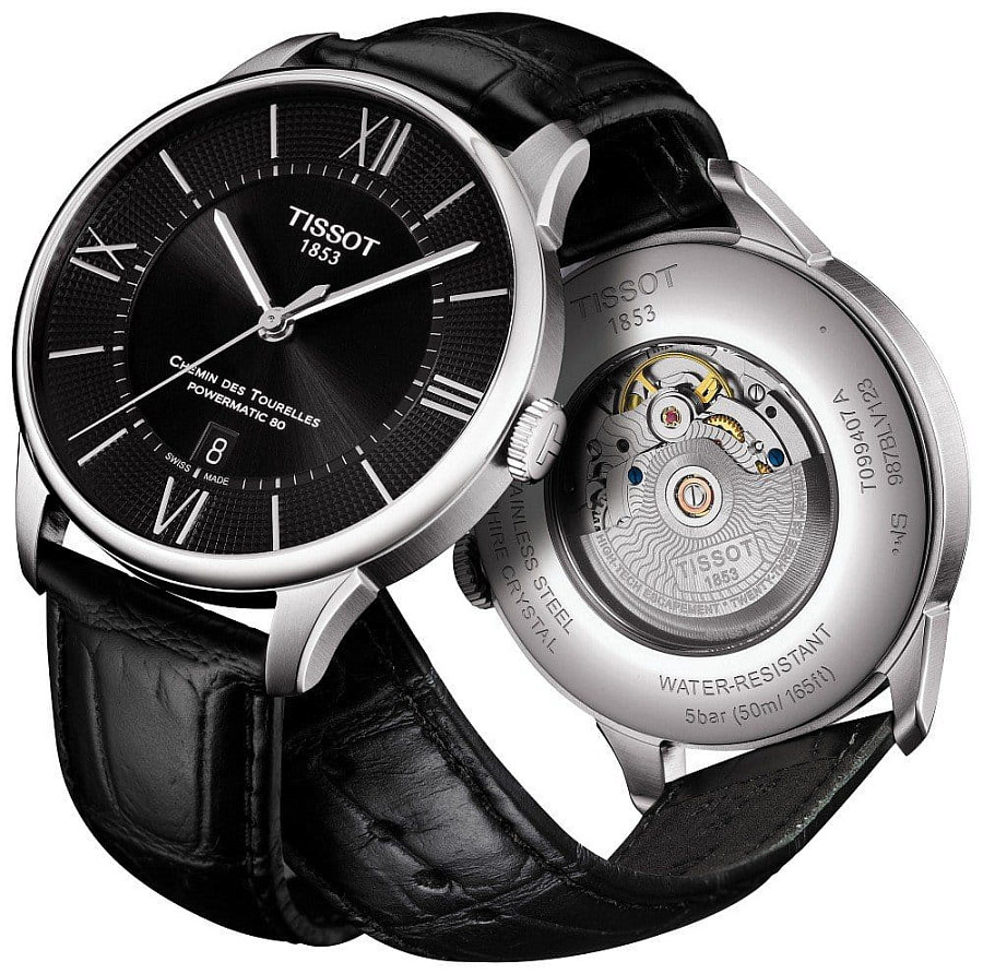 Часы Tissot Chemin des Tourelles Powermatic 80 T099.407.16.058.00 — кожаный, мужские