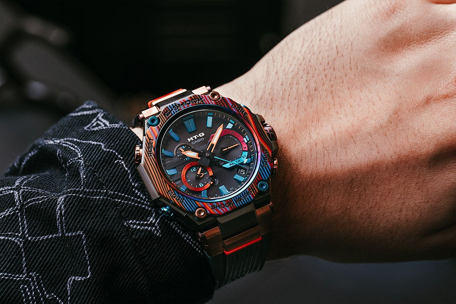 Часы Casio G-Shock Premium MTG-B2000XMG-1A Rainbow Mountain — электронные, сталь металл