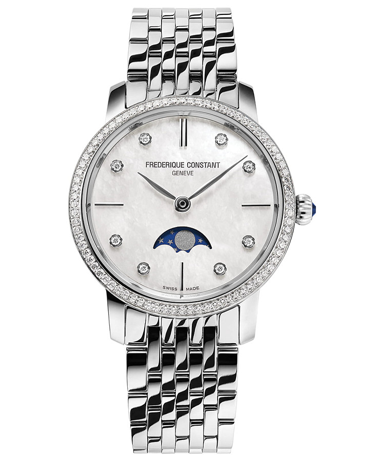 Часы Frederique Constant Slimline Ladies Moonphase FC-206MPWD1SD6B — женские, перламутровый