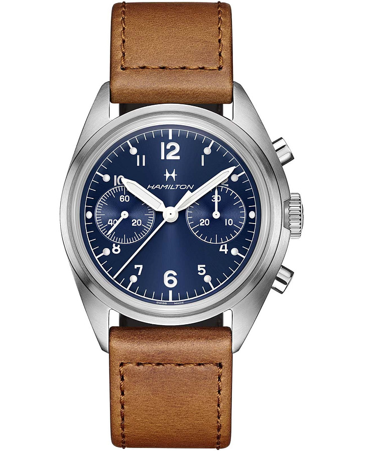 Часы Hamilton Khaki Aviation Pilot Pioneer Mechanical Chronograph 40mm H76409540 — мужские, синий