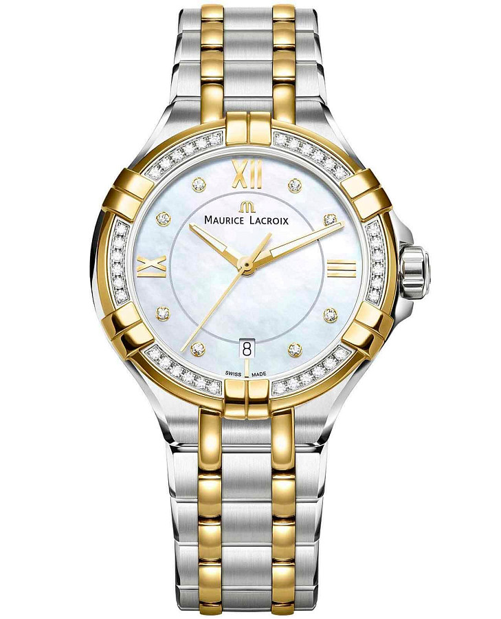 Часы Maurice Lacroix Aikon Date AI1006-DY503-171-1 — женские, перламутровый