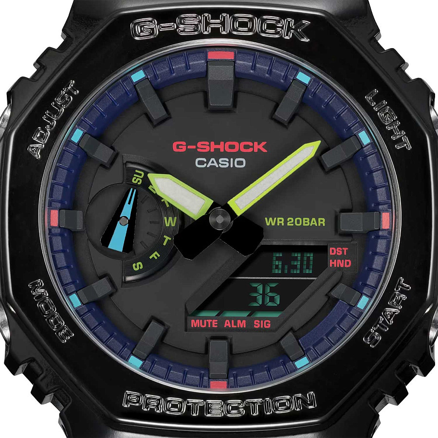 Часы Casio G-Shock GA-2100RGB-1ADR (GA-2100RGB-1A) — цветной, пластик карбон