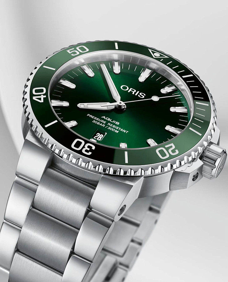 Часы Oris Aquis 01 733 7730 4157-07 8 24 05PEB — механические, металл сталь