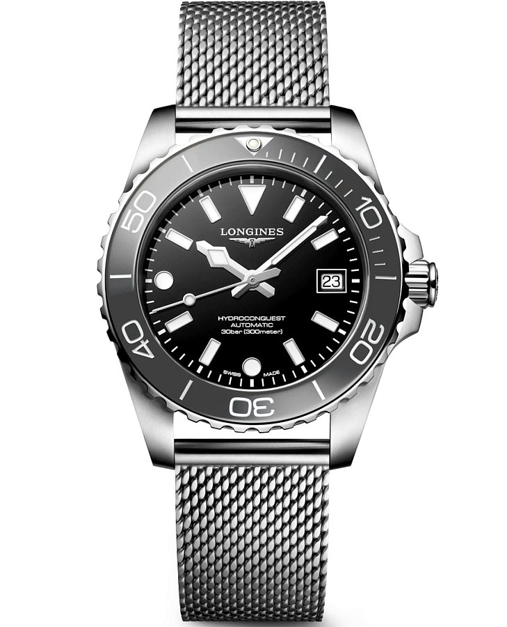 Часы Longines HydroConquest L3.779.4.70.6 — мужские, черный