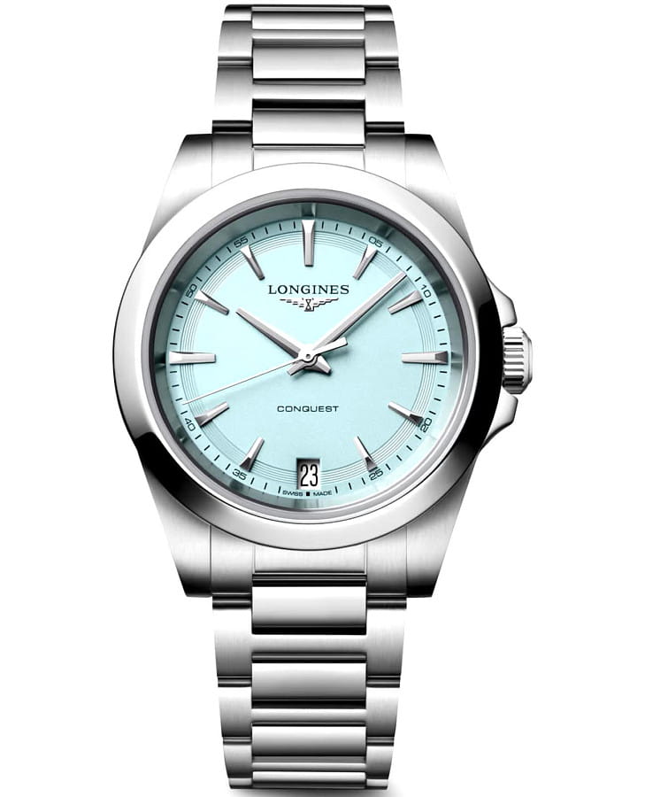 Часы Longines Conquest 34 mm L3.460.4.92.6 — женские, голубой