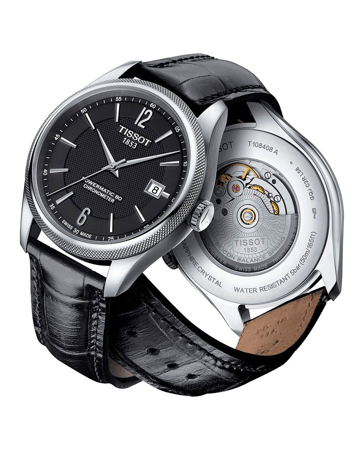 Часы Tissot Ballade Powermatic 80 COSC T108.408.16.057.00 — мужские, кожаный
