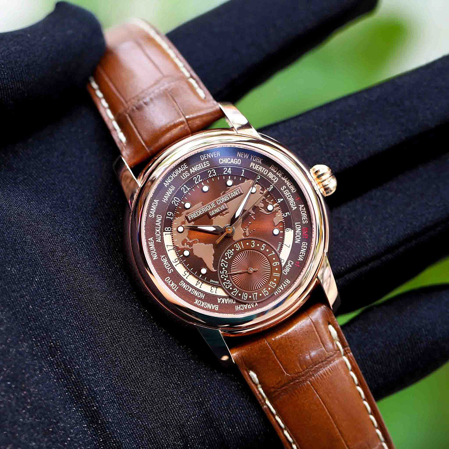 Часы Frederique Constant Worldtimer Manufacture FC-718BRWM4H4 — механические, сталь металл