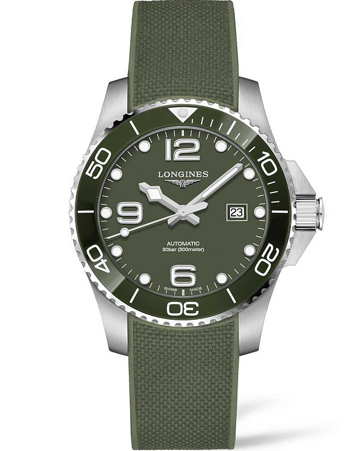 Часы Longines HydroConquest L3.782.4.06.9 — мужские, зеленый