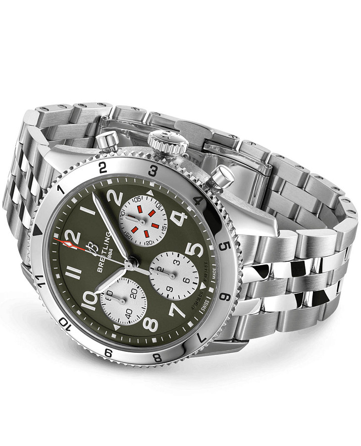 Часы Breitling Classic Avi Chronograph 42 Curtiss Warhawk A233802A1L1A1 — механические, сталь металл