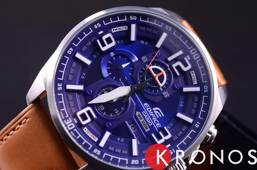 Часы Casio Edifice EFR-555L-2A — кожаный, мужские