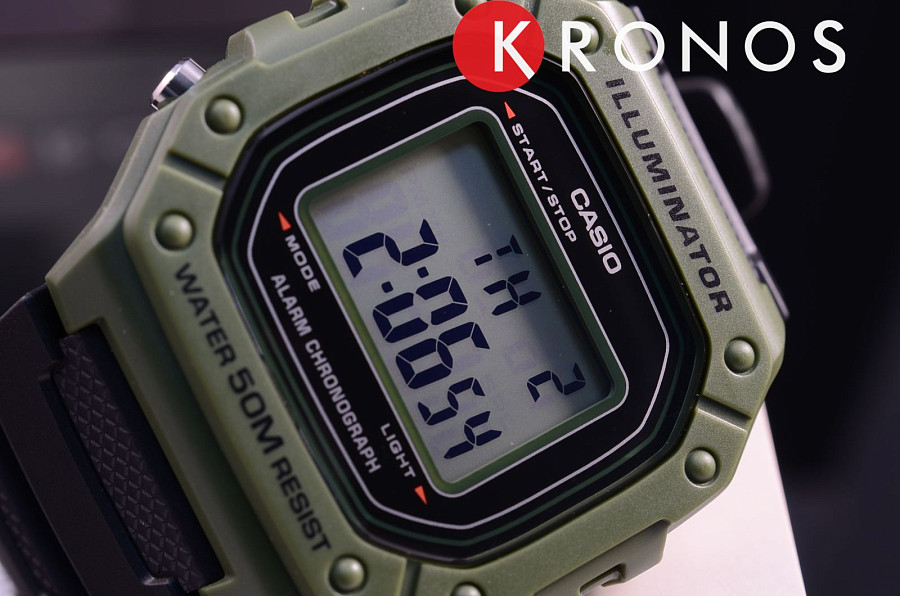 Часы Casio Collection W-218H-3AVDF (W-218H-3A) — кварцевые, пластик