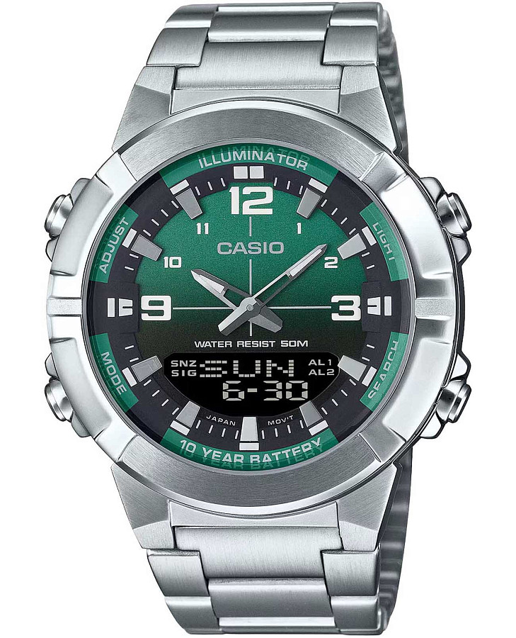 Часы Casio Collection Standard Digital AMW-870DA-3A — мужские, зеленый