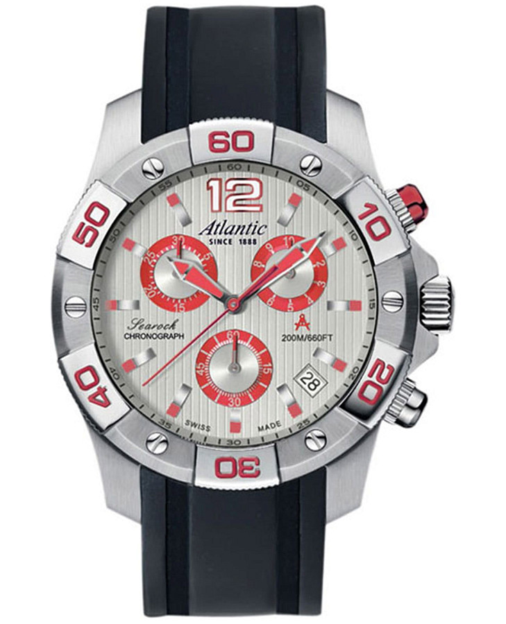 Часы Atlantic Searock Chronograph 87471.42.25R — мужские, серебристый