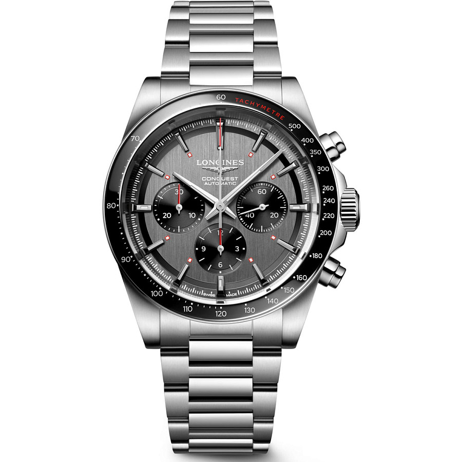 Часы Longines Conquest L3.836.4.52.9 — мужские, серый