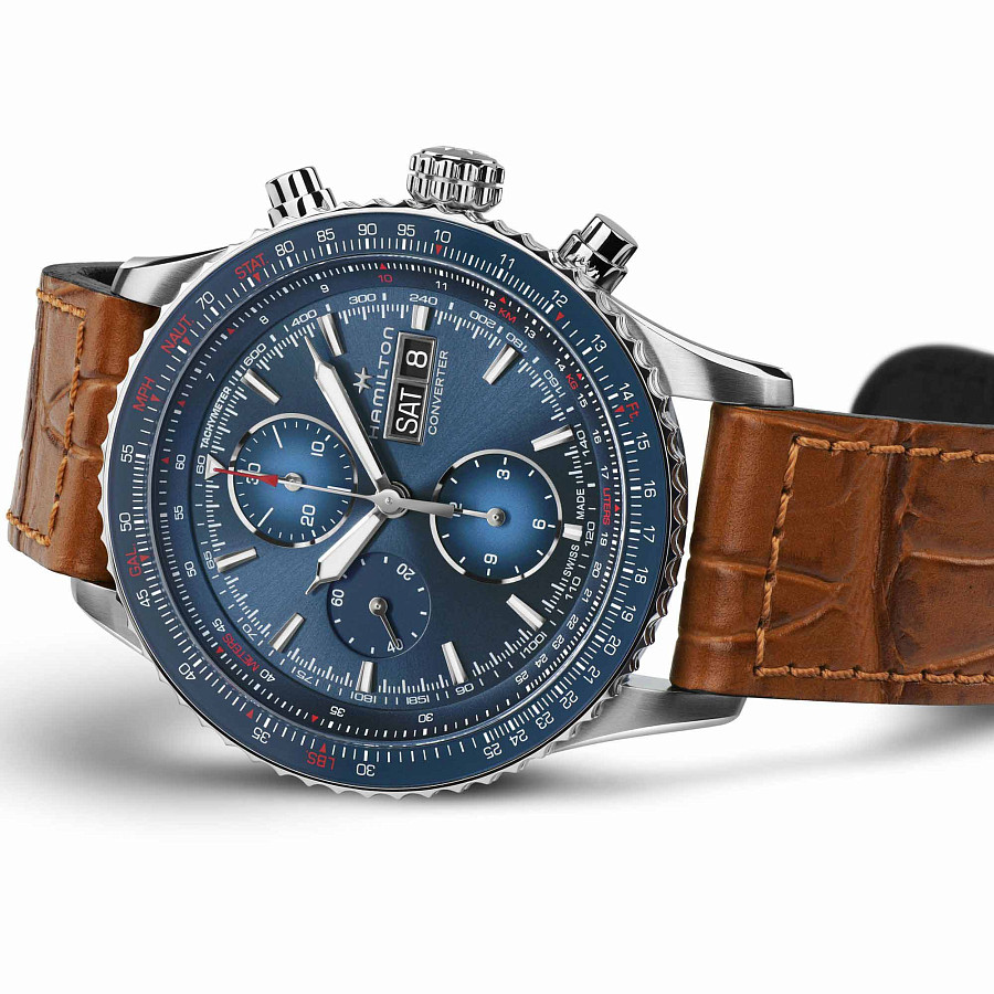 Часы Hamilton Khaki Aviation Converter Auto Chrono H76746540 — кожаный, мужские