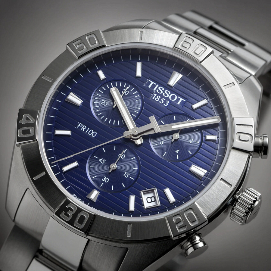 Часы Tissot PR 100 Sport Gent Chronograph T101.617.11.041.00 — синий, сталь металл