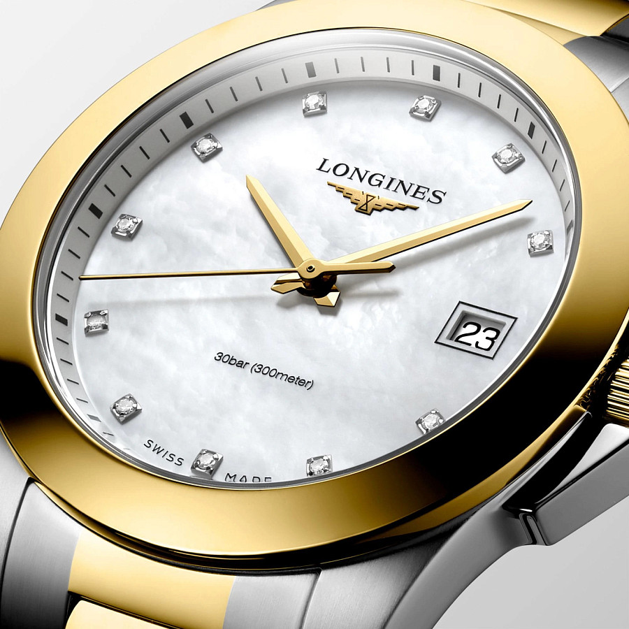 Часы Longines Conquest L3.377.3.87.7 — женские, сталь c pvd покрытием