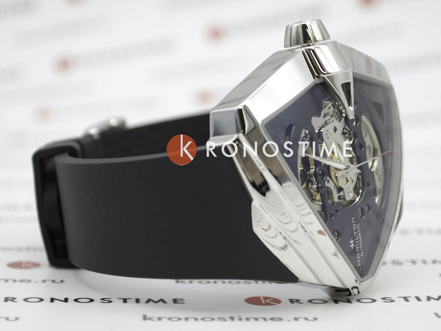 Часы Hamilton Ventura XXL Skeleton Auto H24625330 — черный, сталь
