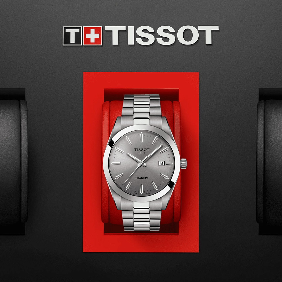 Часы Tissot Gentleman Titanium T127.410.44.081.00 — серебристый, металл титан